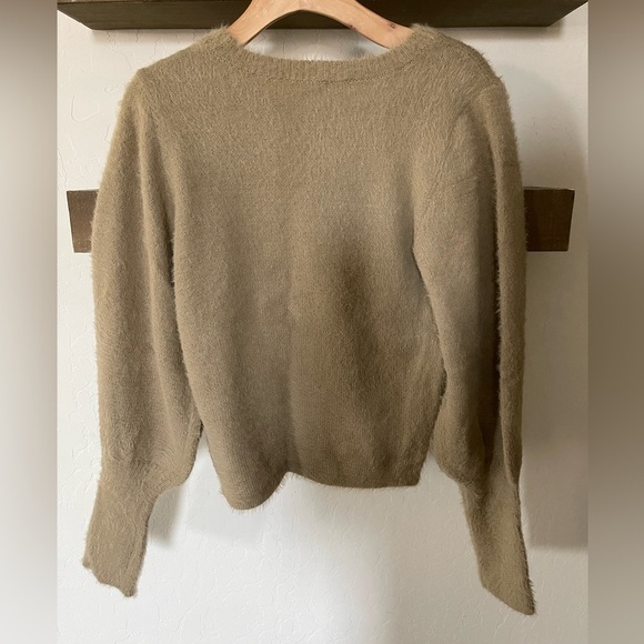 Tan Fuzzy Faux Mohair Crewneck Sweater, Size Medium•••NWT, Cute Teddy Style - Picture 3 of 10